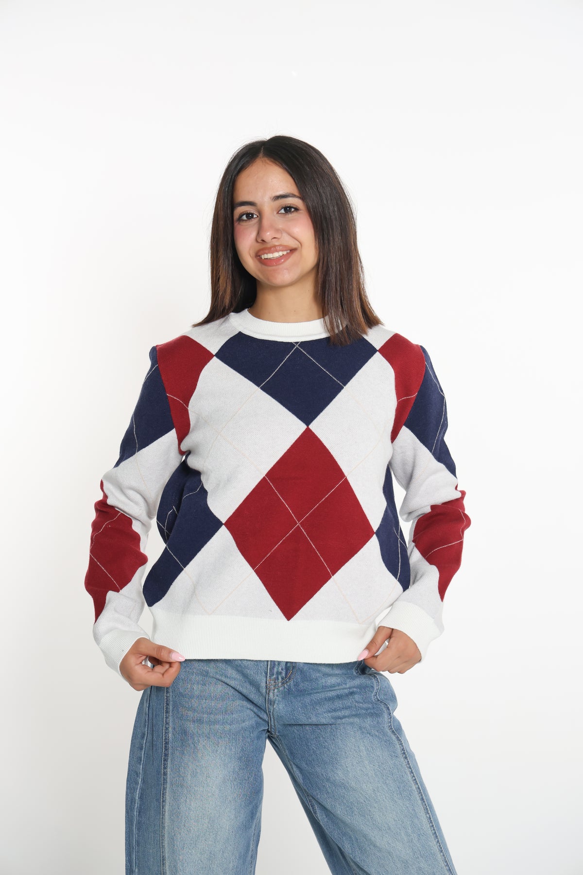 بلوزة صوف - Argyle knit
