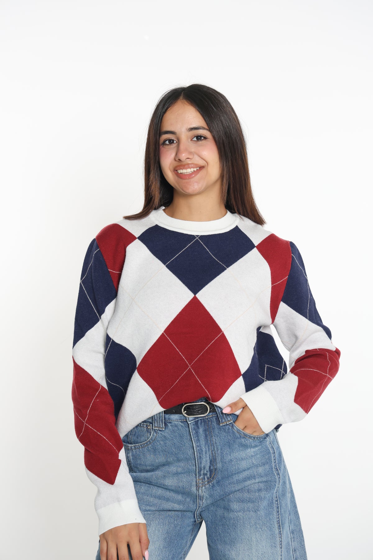 بلوزة صوف - Argyle knit