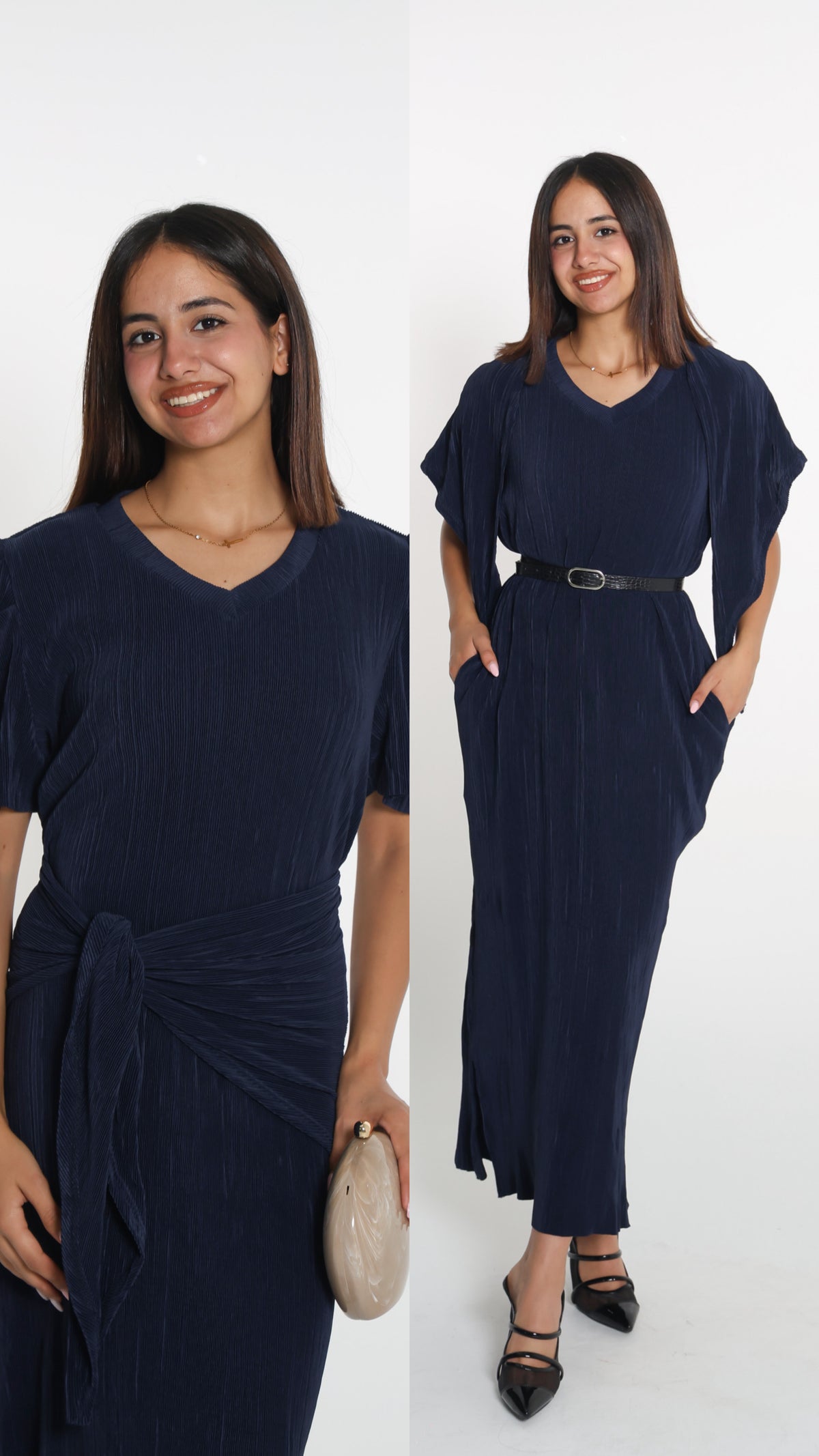 Navy blue lykra dress- فستان كحلي فل لايكرا