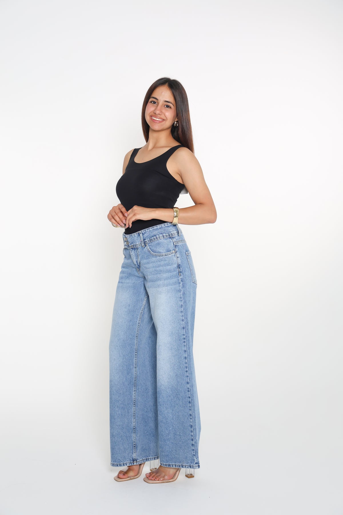 بنطلون جينز side buckle
