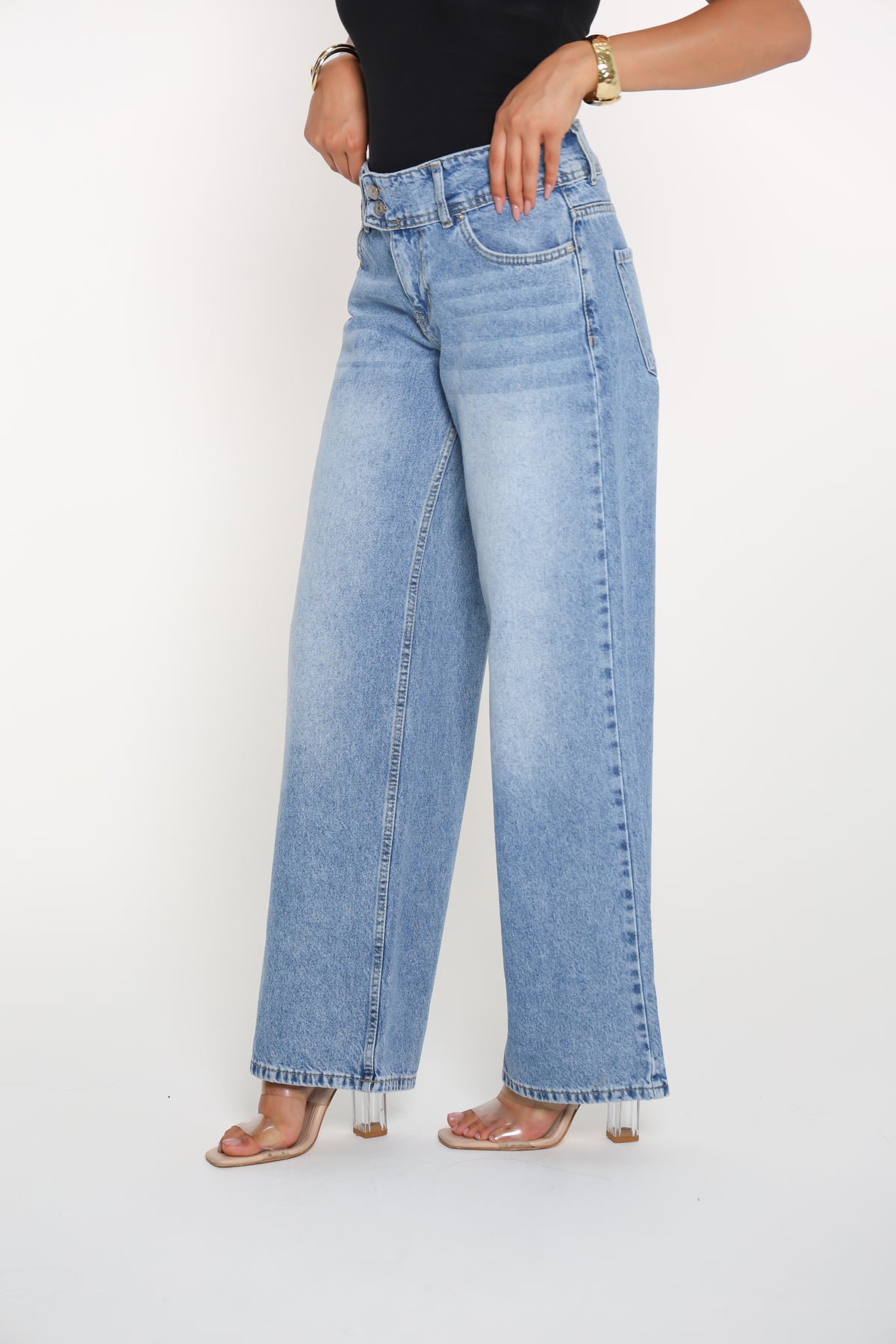 بنطلون جينز side buckle