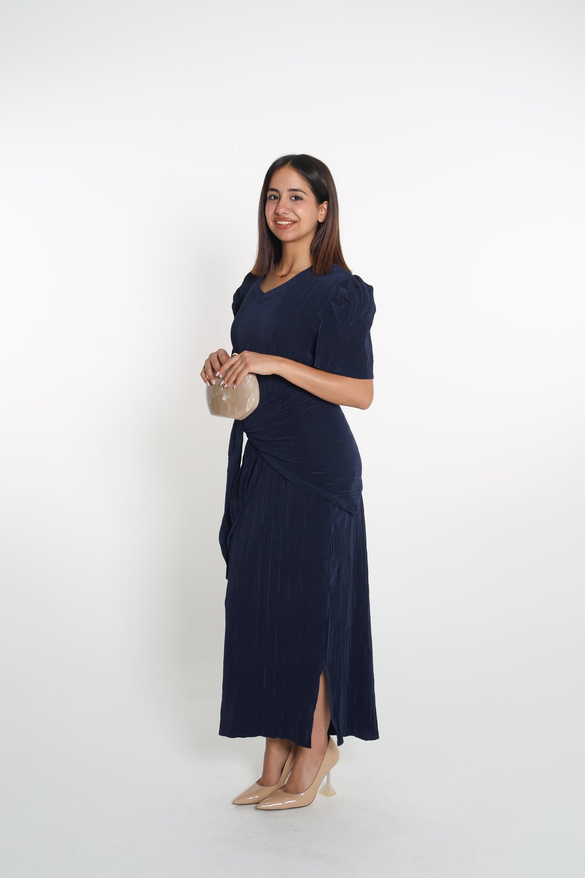 Navy blue lykra dress- فستان كحلي فل لايكرا