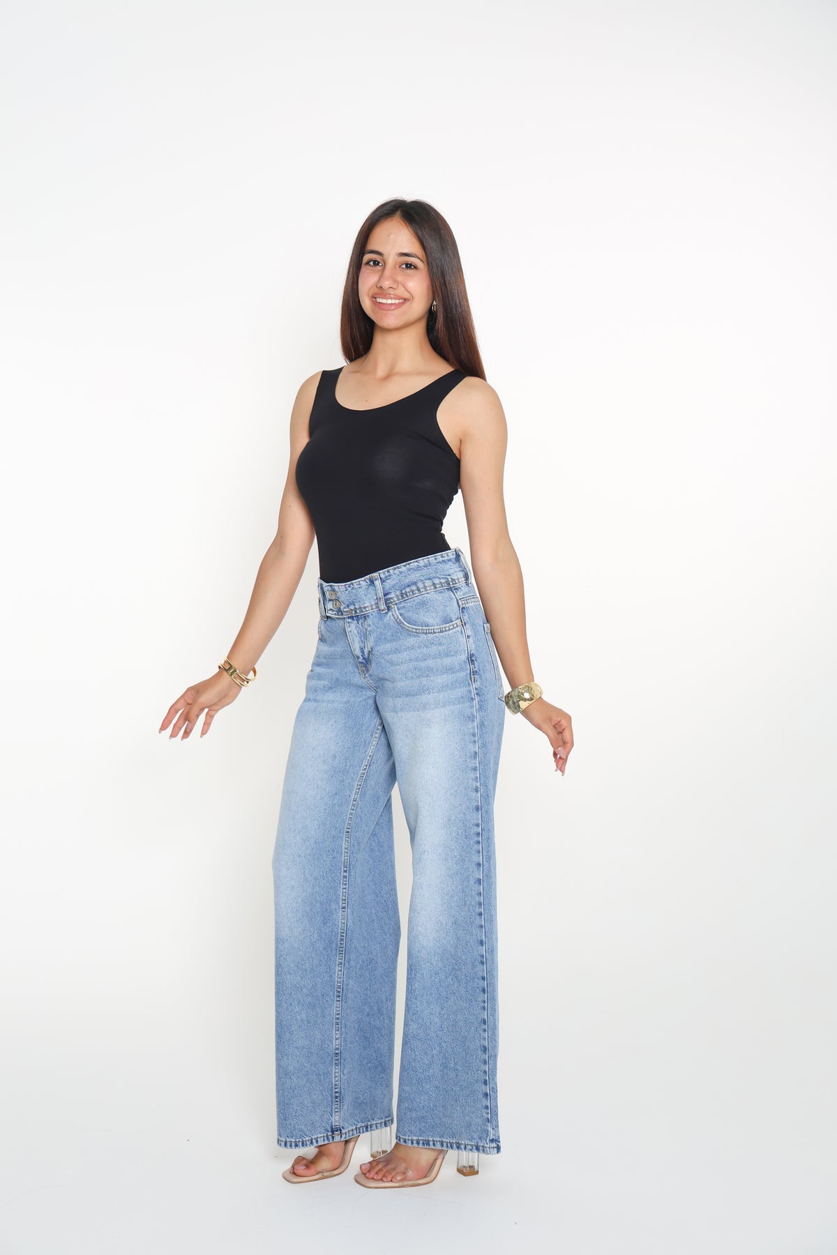 بنطلون جينز side buckle