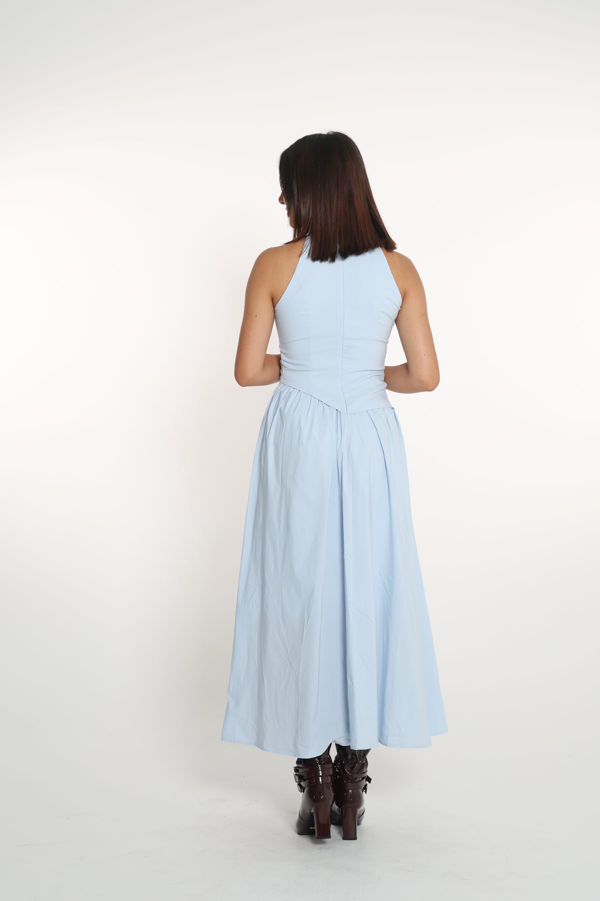 Ruffle detail dress- فستان