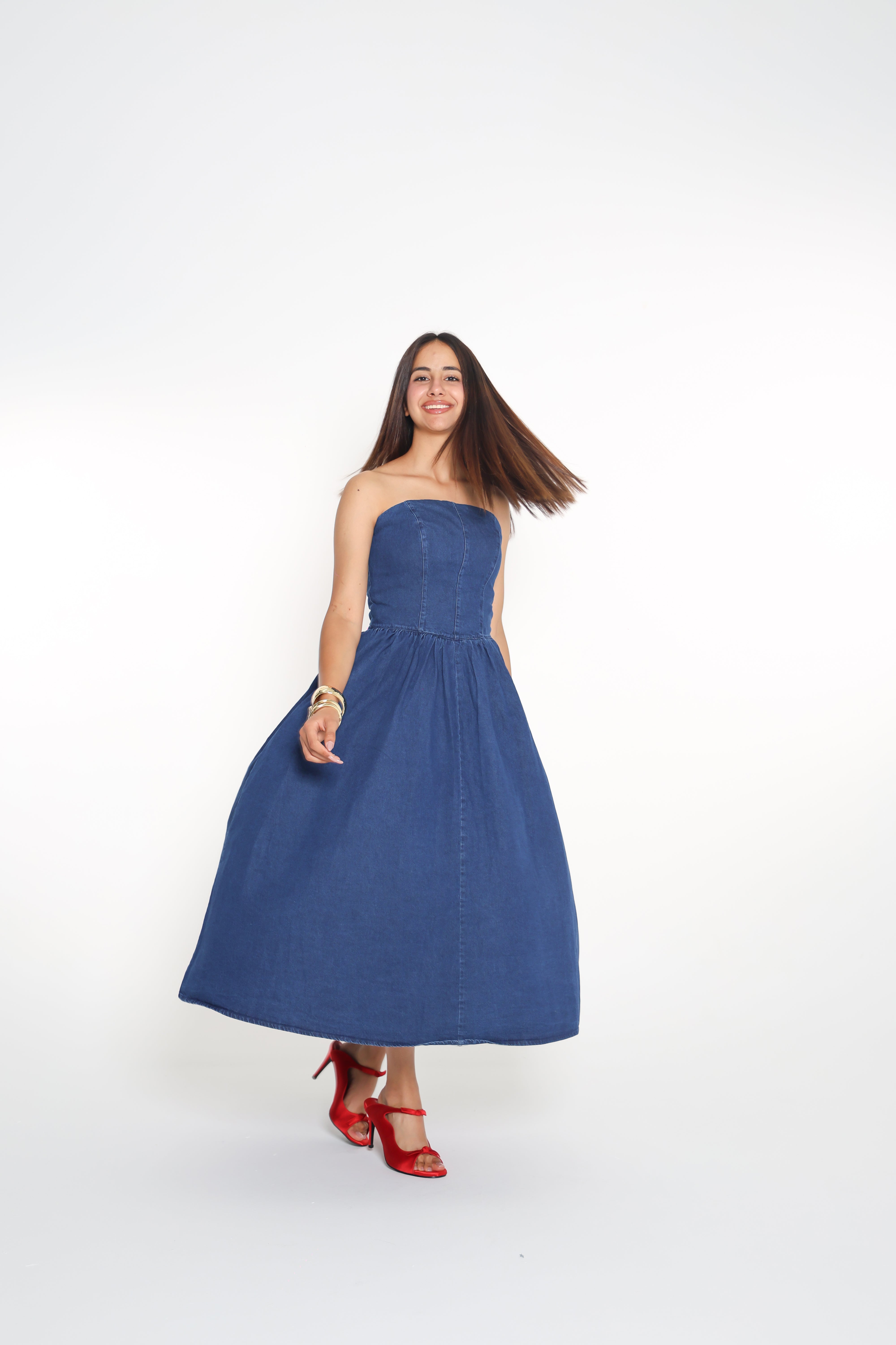 فستان جينز strapless