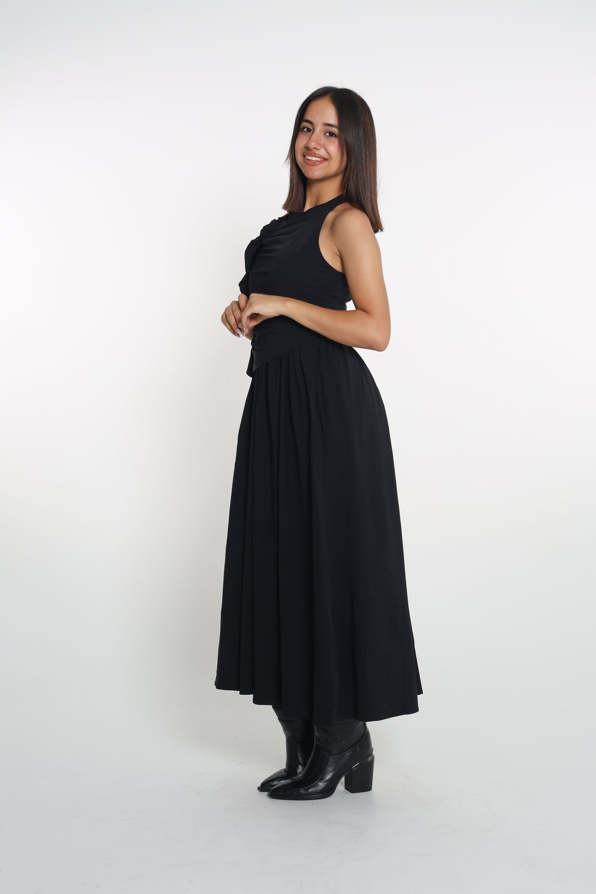 Ruffle detail dress- فستان