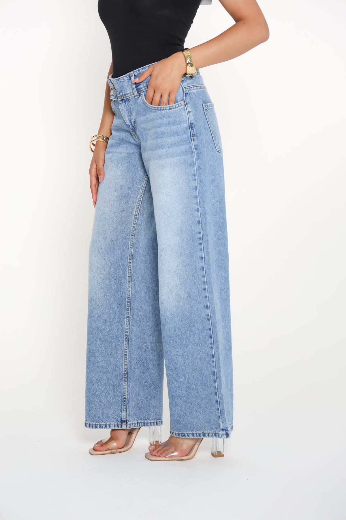 بنطلون جينز side buckle