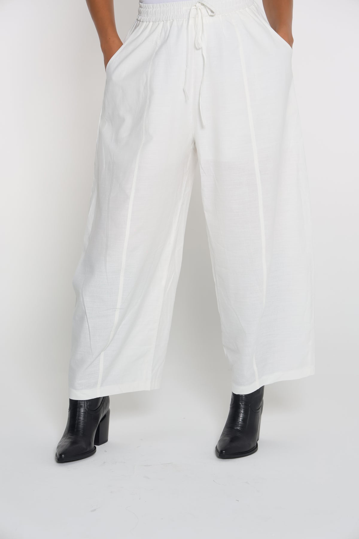 بنطلون ابيض بالون خصر مغيط onesize
