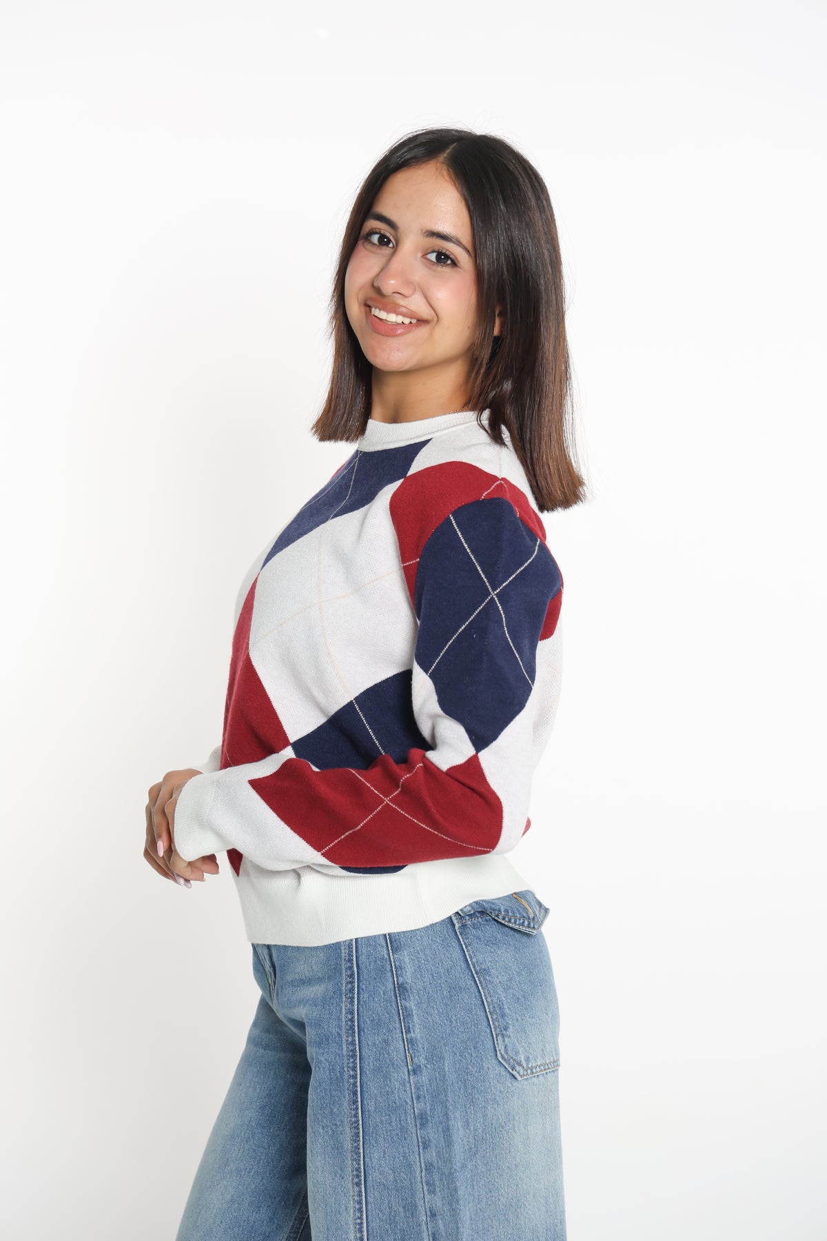 بلوزة صوف - Argyle knit