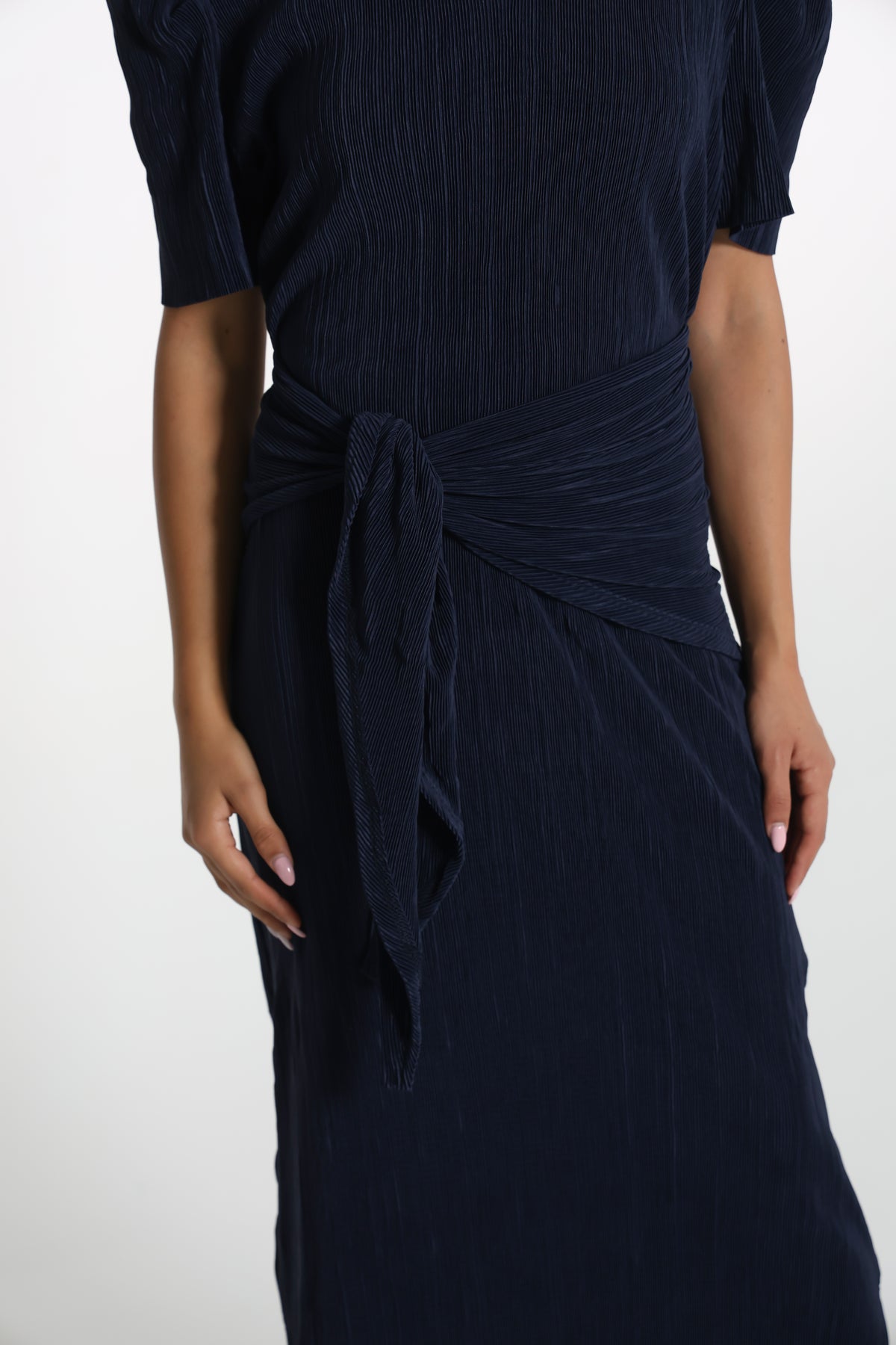 Navy blue lykra dress- فستان كحلي فل لايكرا